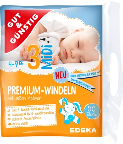 GUT&GÜNSTIG dětské plenky 3 midi, 4-9 kg